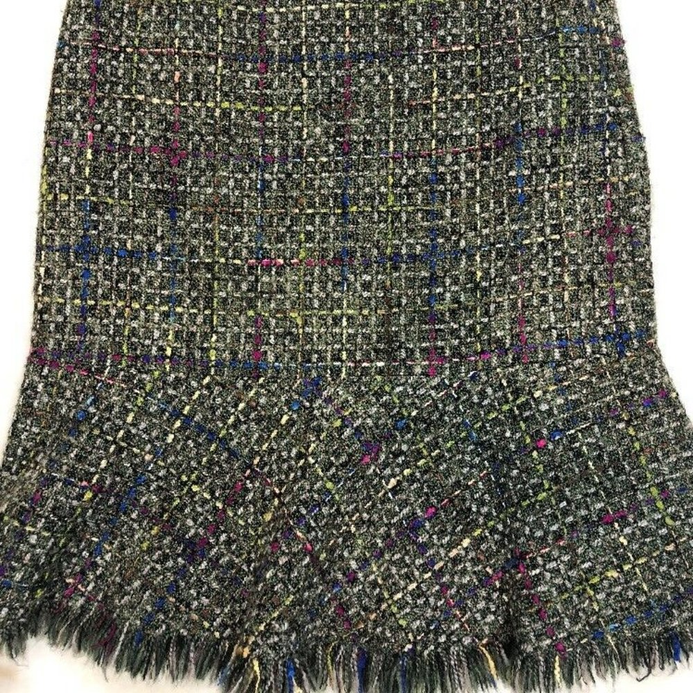 Gail Morgado Womens Size S Green tweed Fringe Pencil Straight Career Skirt